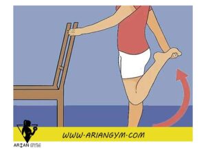 کشش عضله چهارسر ران در حالت ایستاده برای زانو درد